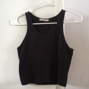 Black racer back crop top